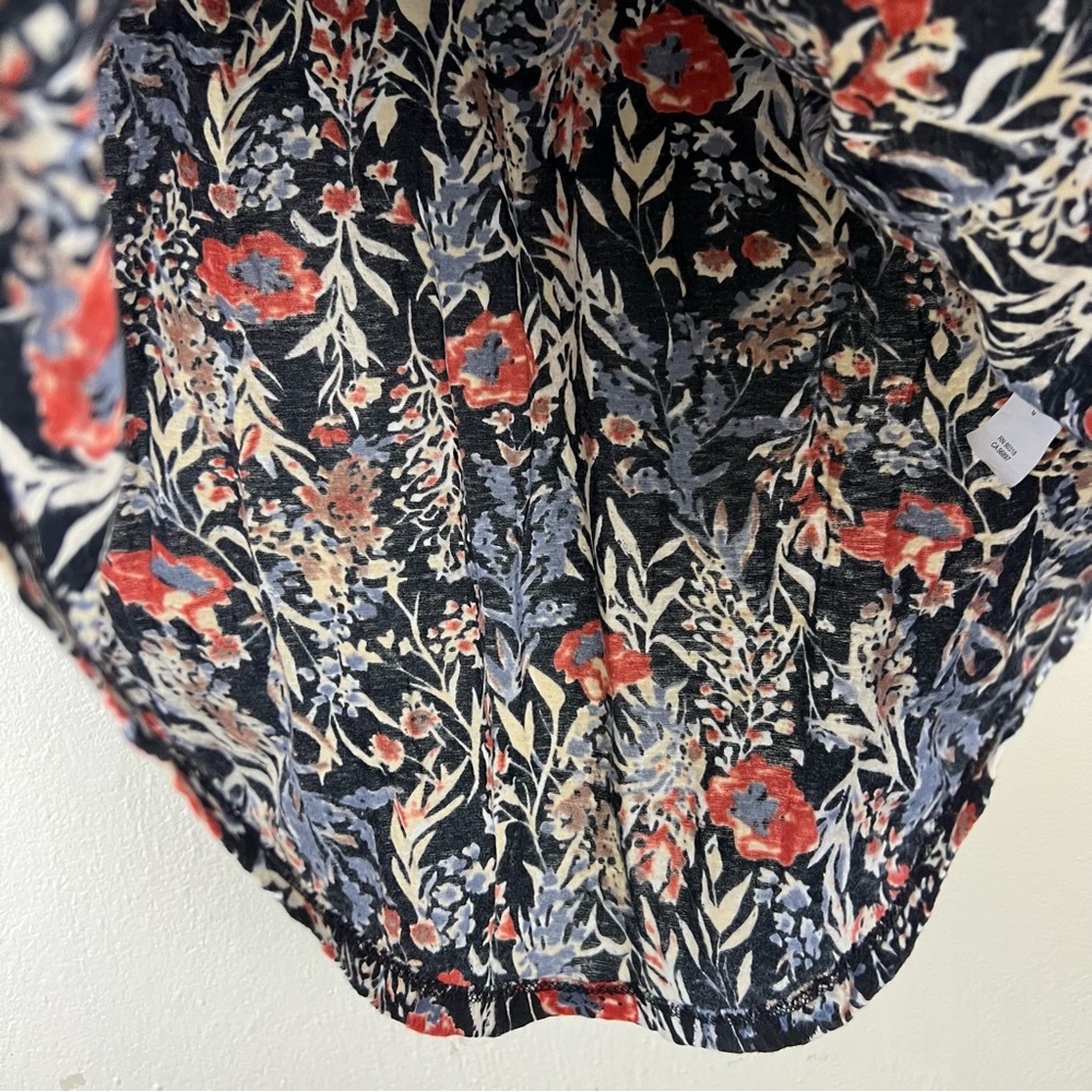 Lucky Brand Modal/Cotton Blend Elastic Pleated Front Floral Printed Boho Top - Picture 5 of 13